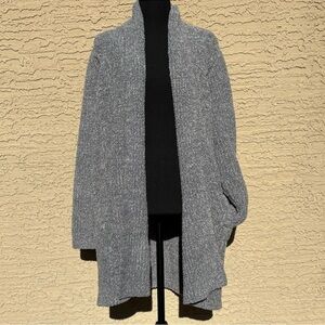 Barefoot Dreams Cozy Gray Open Front Cardigan with Pockets Large
